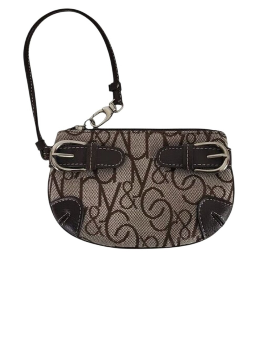 Y2K Vintage New York & Co Tan & Brown Mini Monogram Canvas Wristlet